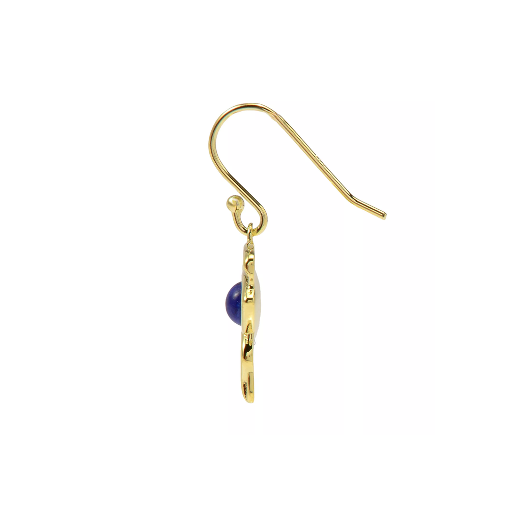 1.30 Cts Lapis Lazuli Egyptian Eye of Horus Drop Earring in 18K Gold Plated 925 Silver