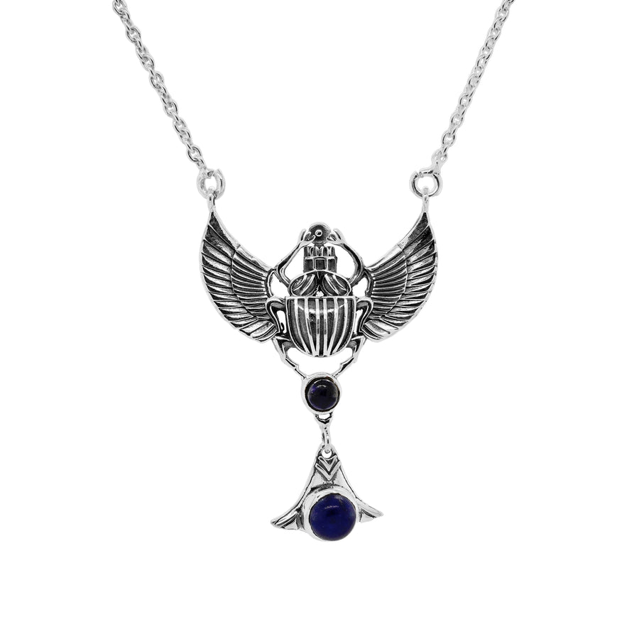1.20 Cts Lapis Lazuli Scarab Necklace in 925