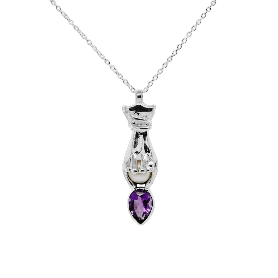 3.00 Cts Amethyst and Pearl Pendant in 925
