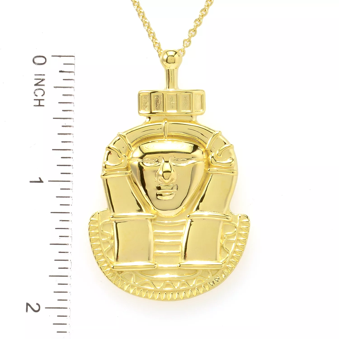 Egyptian Goddess Hathor Pendant in 18K Gold Plated 925 Silver w/ 18"+2" Chain