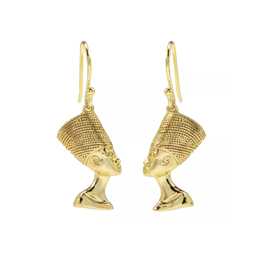 Egyptian Queen Nefertiti Dangle Earring in 18K Gold Plated 925 Silver