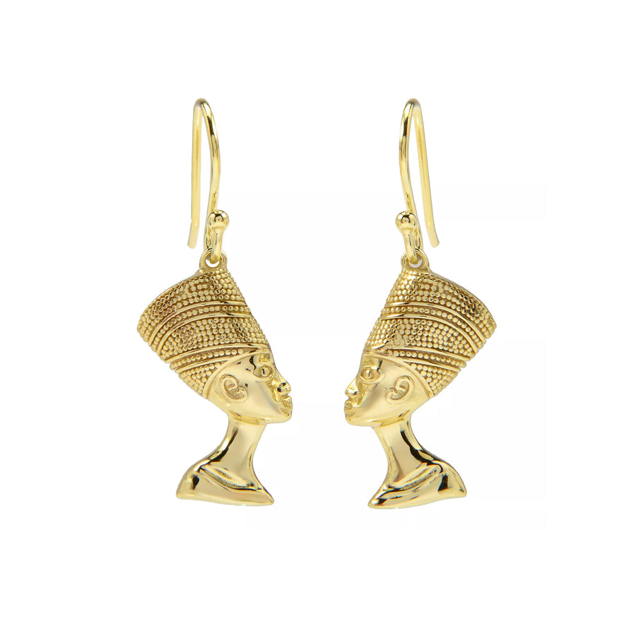 Egyptian Queen Nefertiti Dangle Earring in 18K Gold Plated 925 Silver