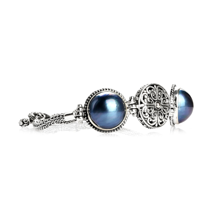 8.00 Cts Pearl Station Bracelet in Two Tone 925 Silver