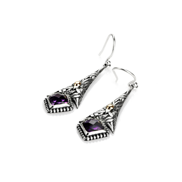 4.20 Cts Amethyst Drop Earring in Two Tone 925 Silver