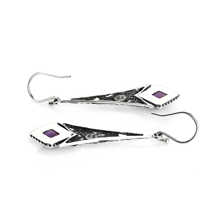 4.20 Cts Amethyst Drop Earring in Two Tone 925 Silver