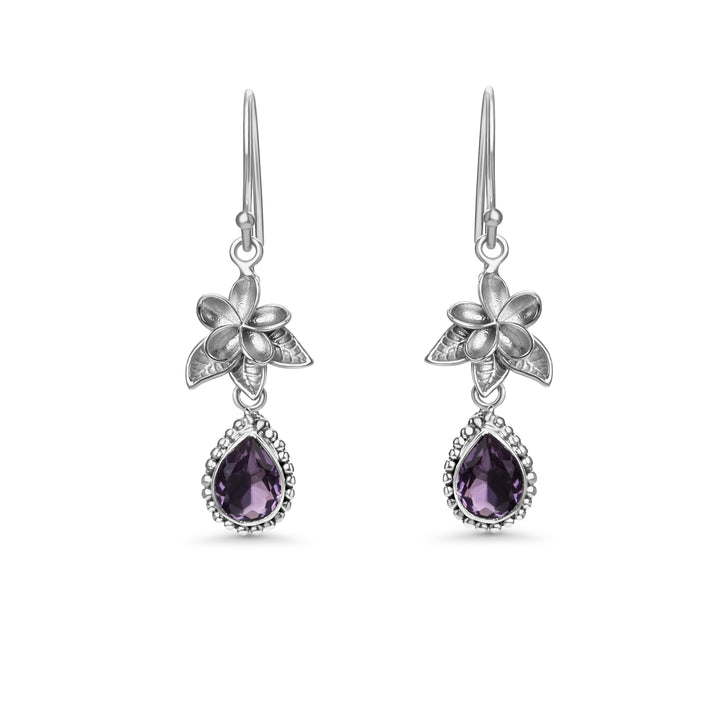 2.10 Cts Amethyst Dangle Earring in Oxidized 925 Silver