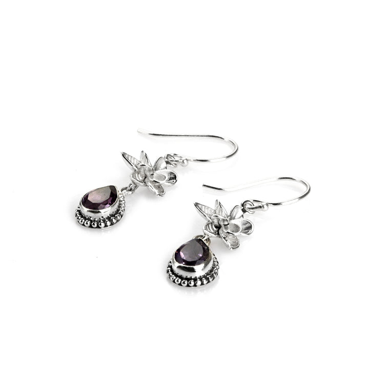 2.10 Cts Amethyst Dangle Earring in Oxidized 925 Silver