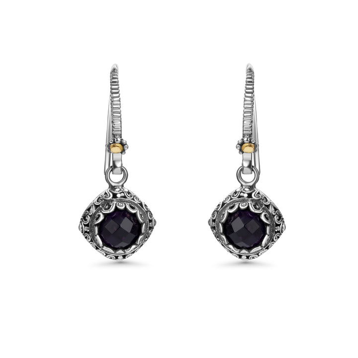 5.00 Cts Amethyst Drop Earring in Two Tone 925 Silver