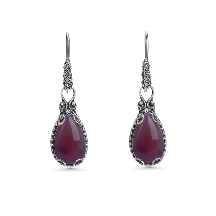 20.00 Cts Amethyst Dangle Earring in Oxidized 925 Silver