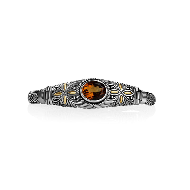 3.60 Cts Citrine Statement Bracelet in Two Tone 925 Silver