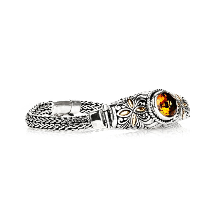 3.60 Cts Citrine Statement Bracelet in Two Tone 925 Silver