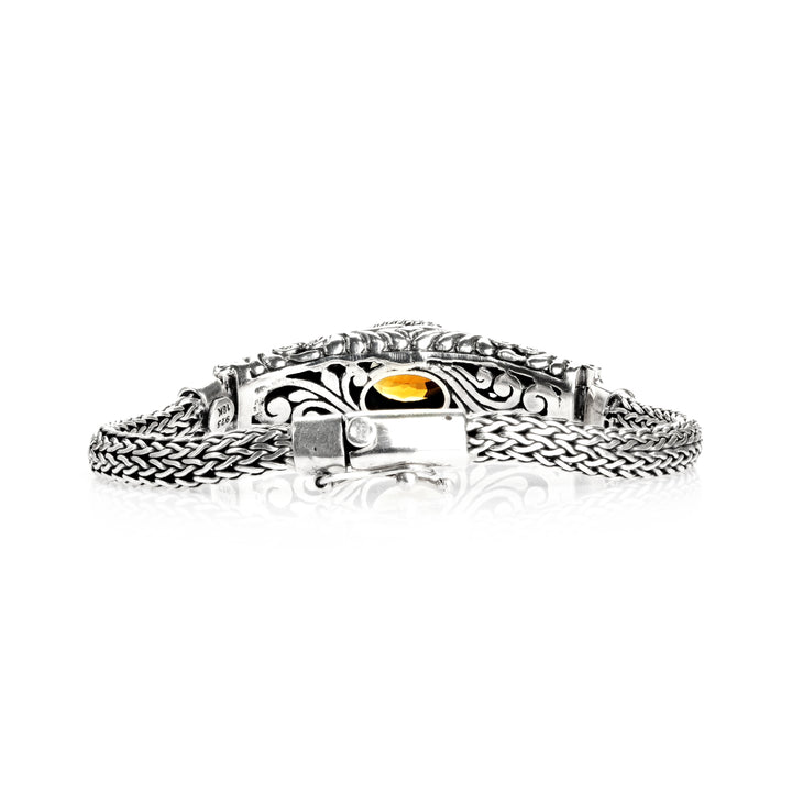 3.60 Cts Citrine Statement Bracelet in Two Tone 925 Silver