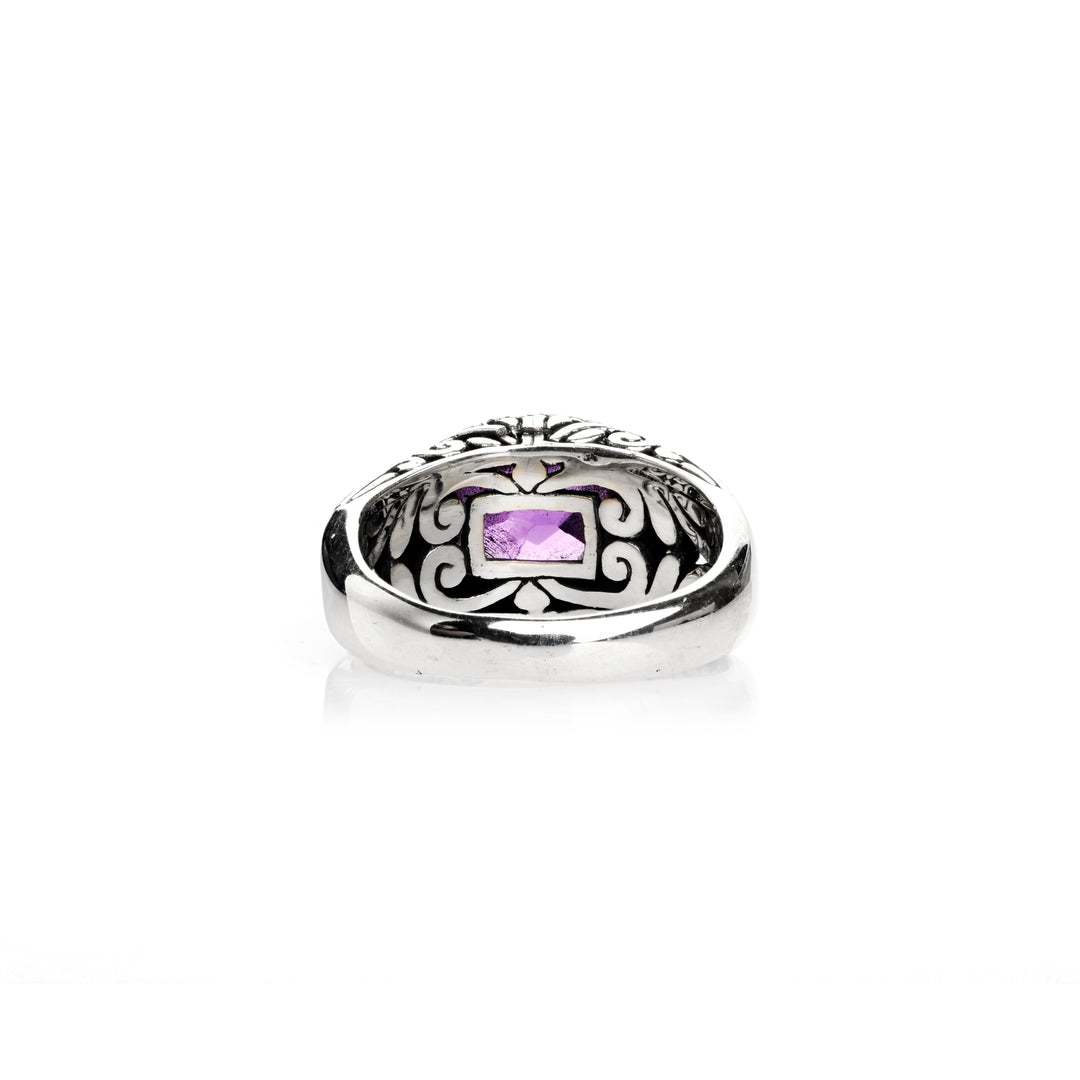 4.20 Cts Amethyst Statement Ring in Oxidized 925 Silver