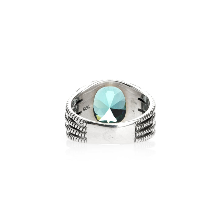 5.00 Cts Florite Solitaire Ring in Oxidized 925 Silver