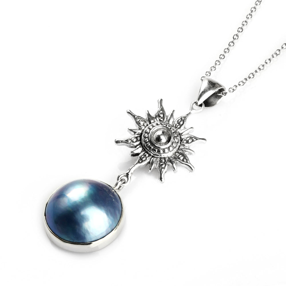 4.00 Cts Pearl Drop Pendant in Oxidized 925 Silver