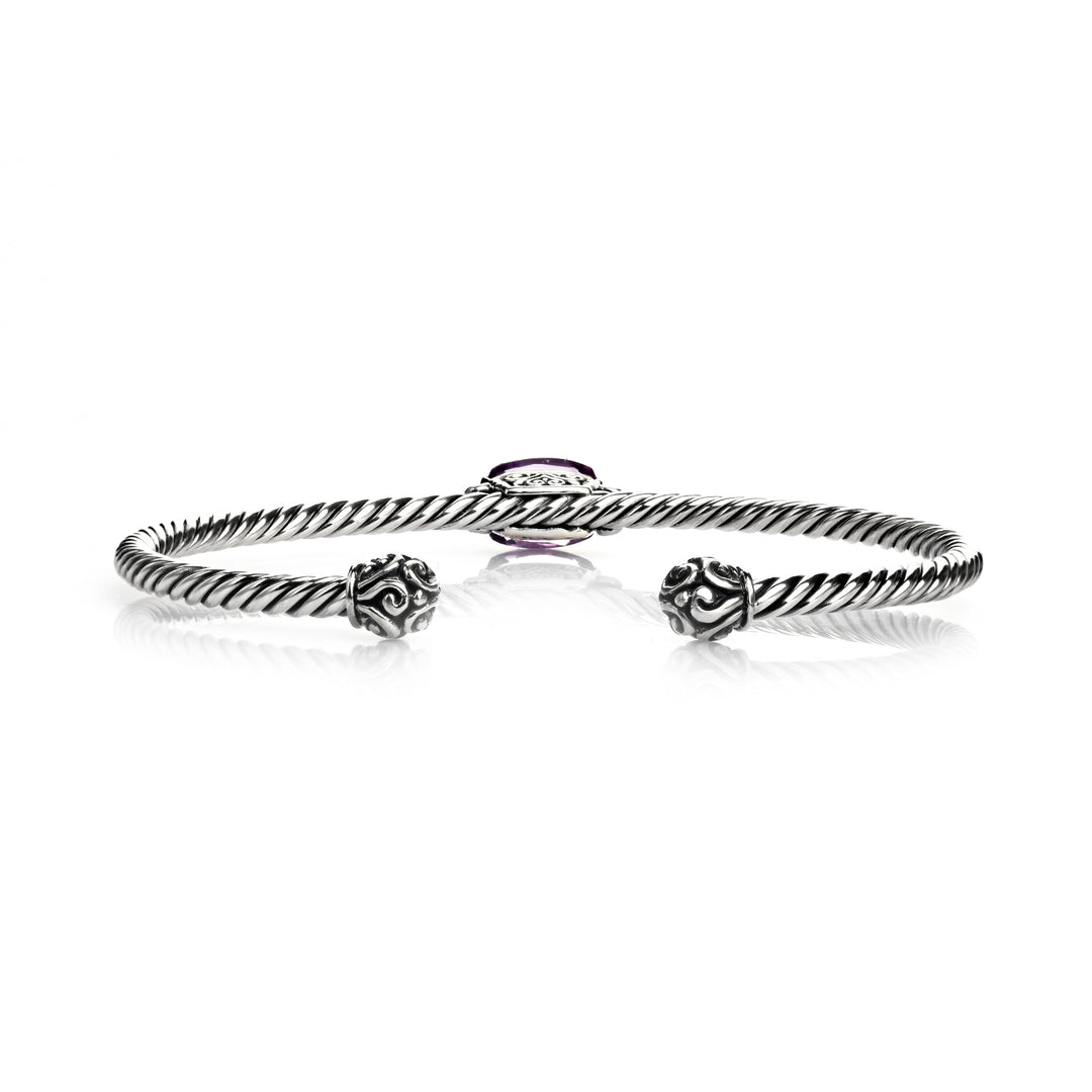 2.00 Cts Amethyst Cuff Bracelet in Two Tone 925 Silver