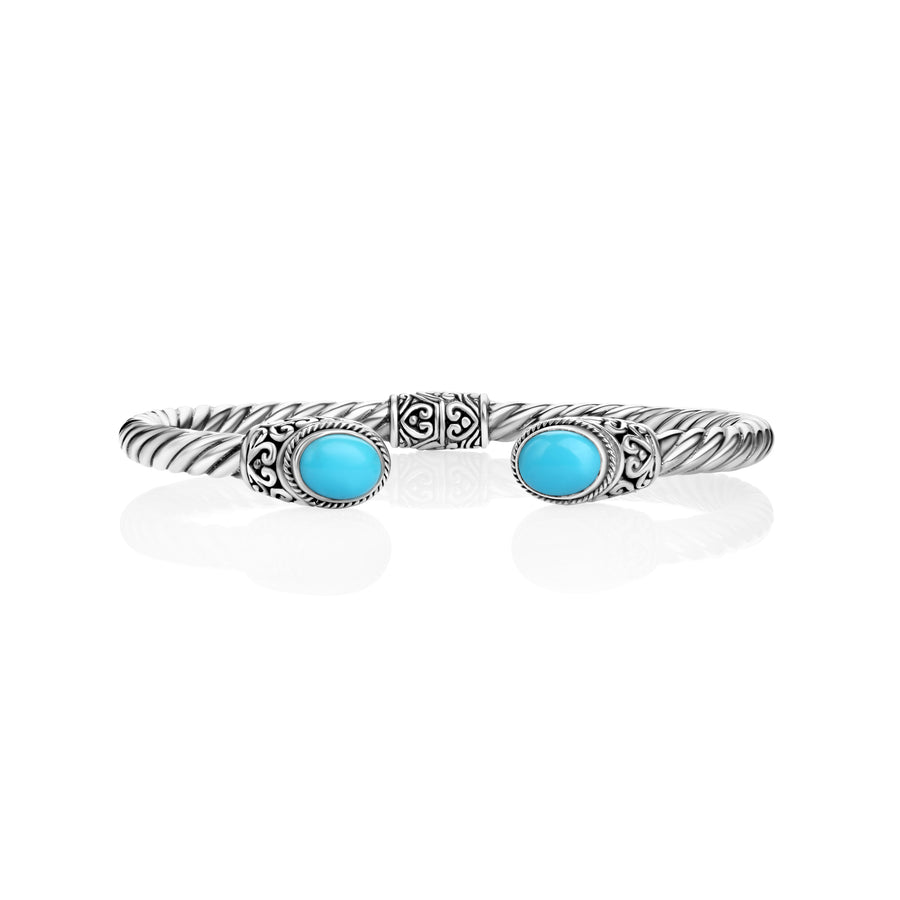 1.40 Cts Turquoise Cuff Bracelet in Oxidized 925 Silver