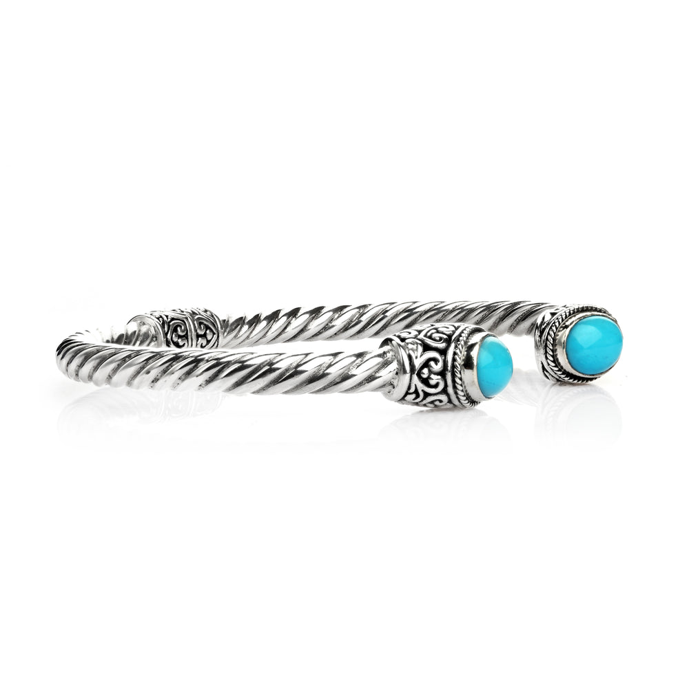 1.40 Cts Turquoise Cuff Bracelet in Oxidized 925 Silver