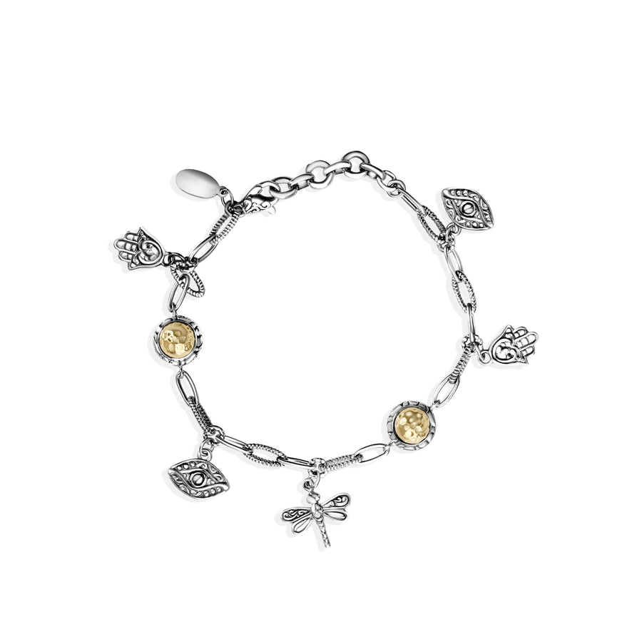 2.00 Cts  Charm Bracelet in Two Tone 925 Silver