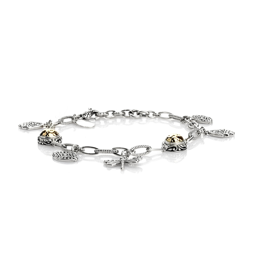 2.00 Cts  Charm Bracelet in Two Tone 925 Silver