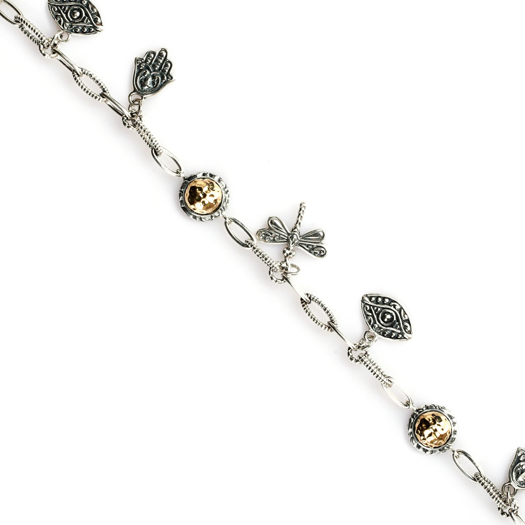 2.00 Cts  Charm Bracelet in Two Tone 925 Silver