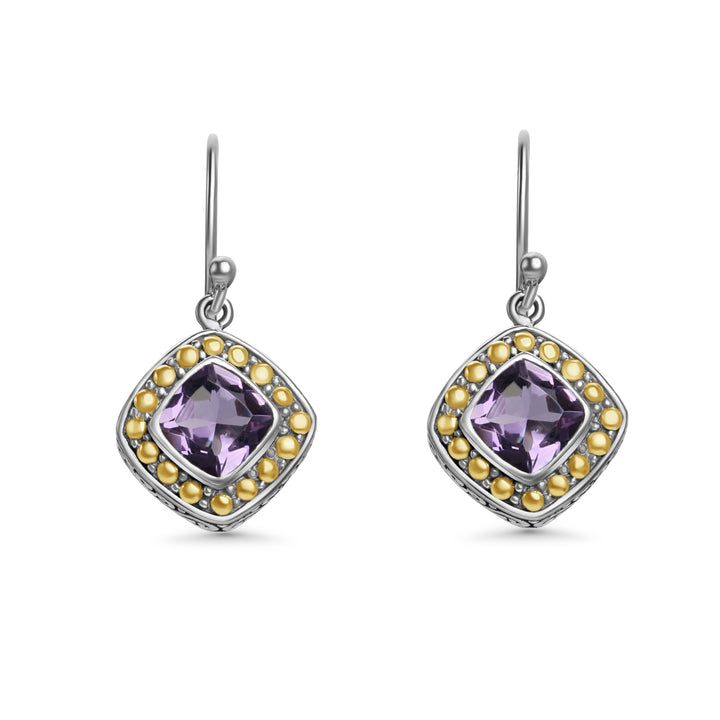 1.20 Cts Amethyst Drop Earring in Two Tone 925 Silver