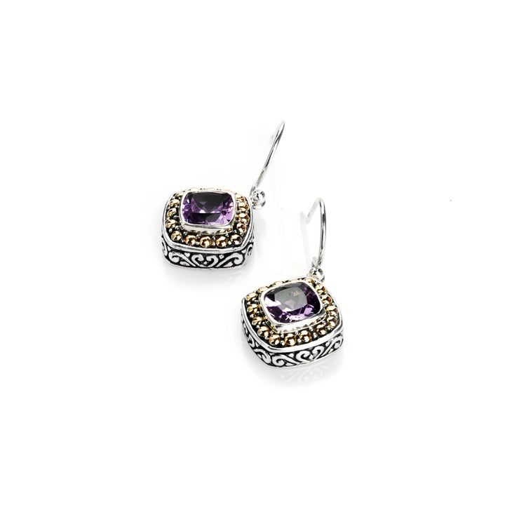 1.20 Cts Amethyst Drop Earring in Two Tone 925 Silver