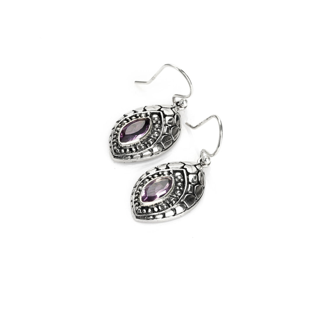 1.30 Cts Amethyst Dangle Earring in Oxidized 925 Silver