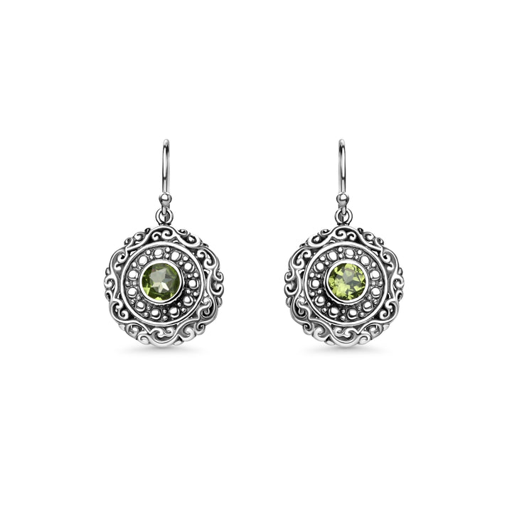 0.50 Cts Peridot Dangle Earring in Oxidized 925 Silver