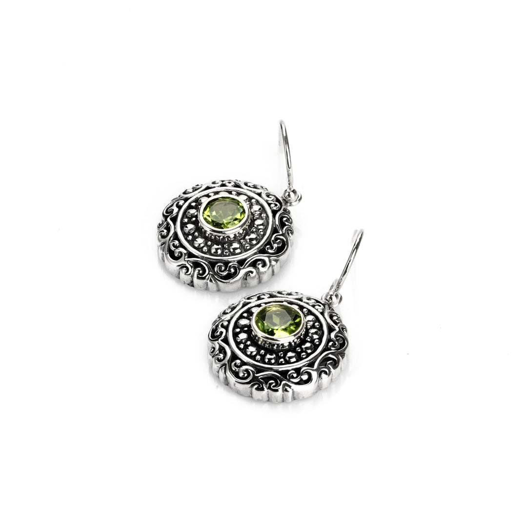 0.50 Cts Peridot Dangle Earring in Oxidized 925 Silver