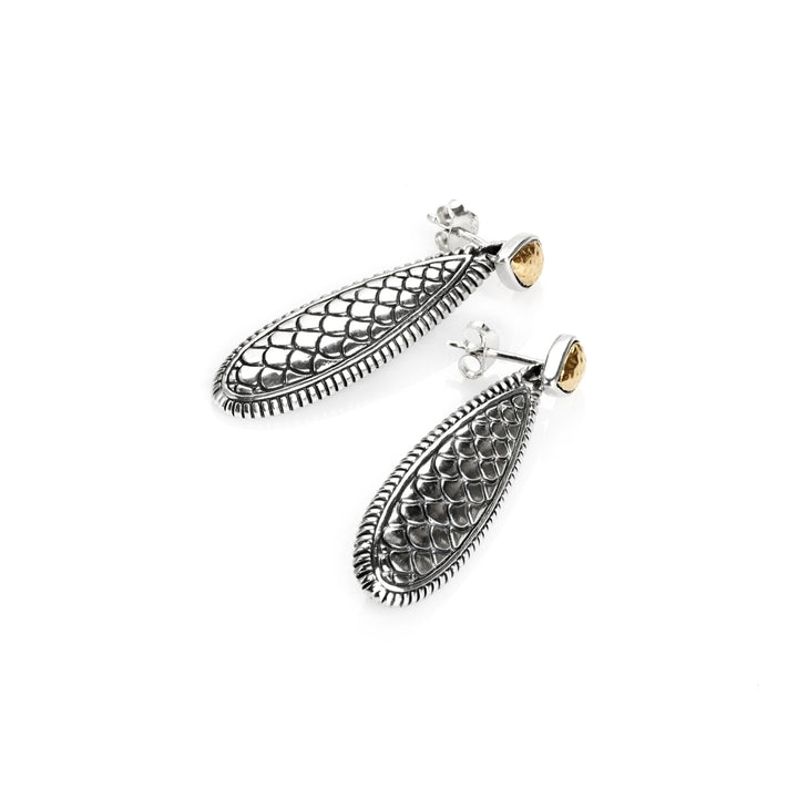 Dangle Earring in Two Tone 925 Silver