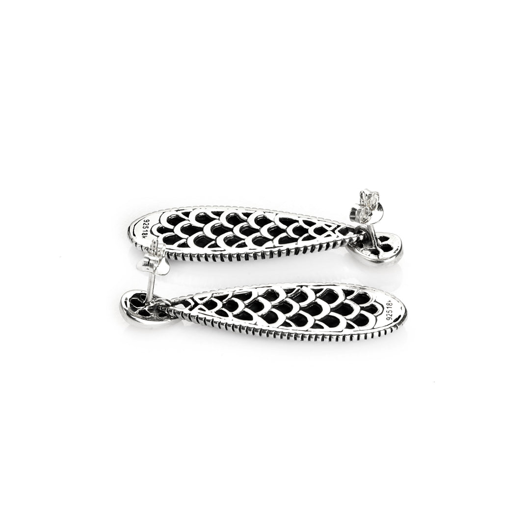 Dangle Earring in Two Tone 925 Silver