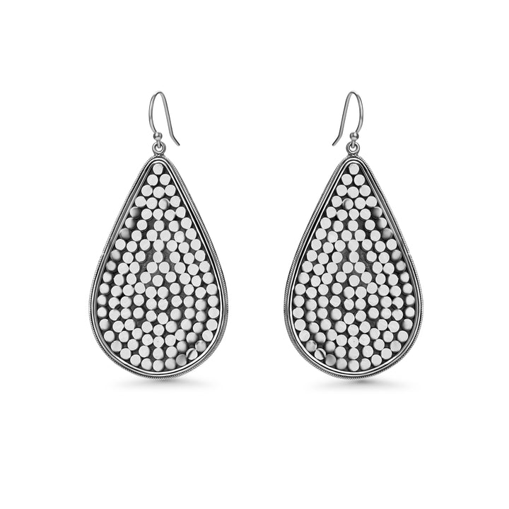 Pear Shaped Dangle Earring in Oxidized 925 Silver