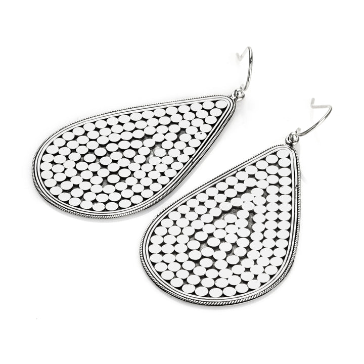 Pear Shaped Dangle Earring in Oxidized 925 Silver