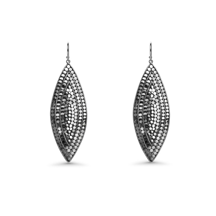 Marquise Shaped Dangle Earring in Oxidized 925 Silver