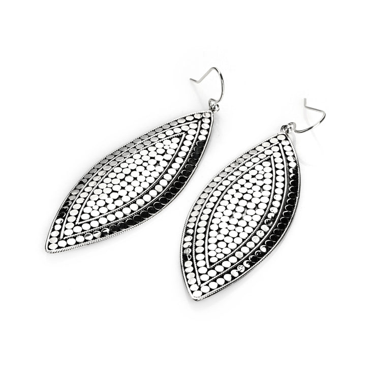 Marquise Shaped Dangle Earring in Oxidized 925 Silver