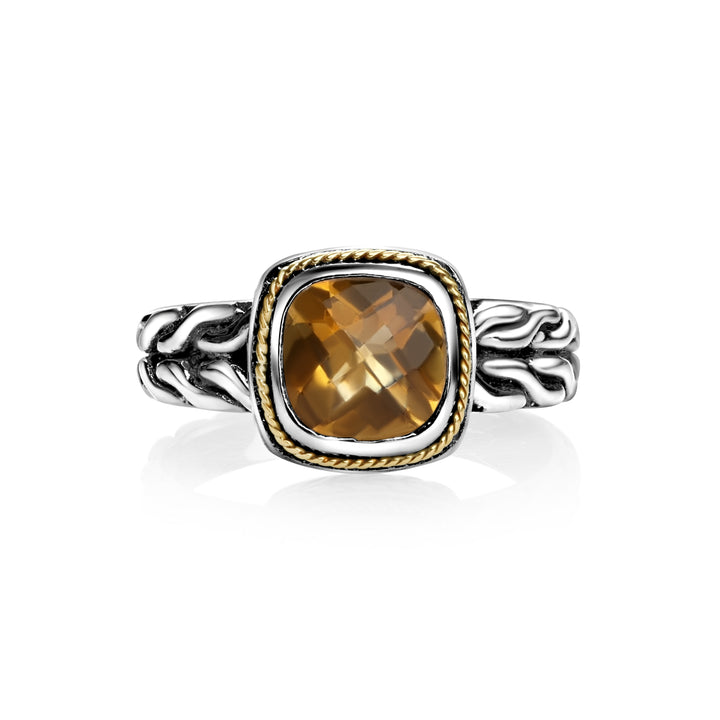 1.00 Cts Citrine Solitaire Ring in Oxidized 925 Silver