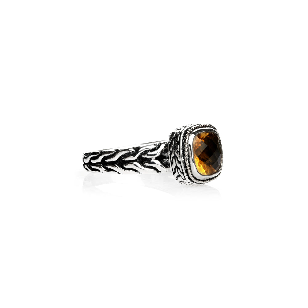 1.00 Cts Citrine Solitaire Ring in Oxidized 925 Silver