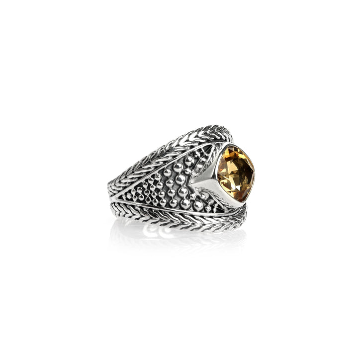 0.60 Cts Citrine Statement Ring in Oxidized 925 Silver