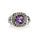 1.00 Cts Amethyst Halo Ring in Two Tone 925 Silver