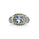 0.70 Cts Blue Topaz Halo Ring in Two Tone 925 Silver