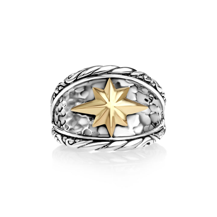 Star Statement Ring in Two Tone 925 Silver