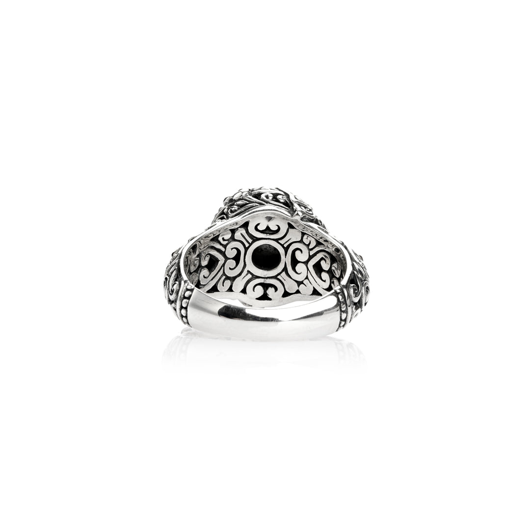 1.60 Cts Pearl Statement Ring in Two Tone 925 Silver