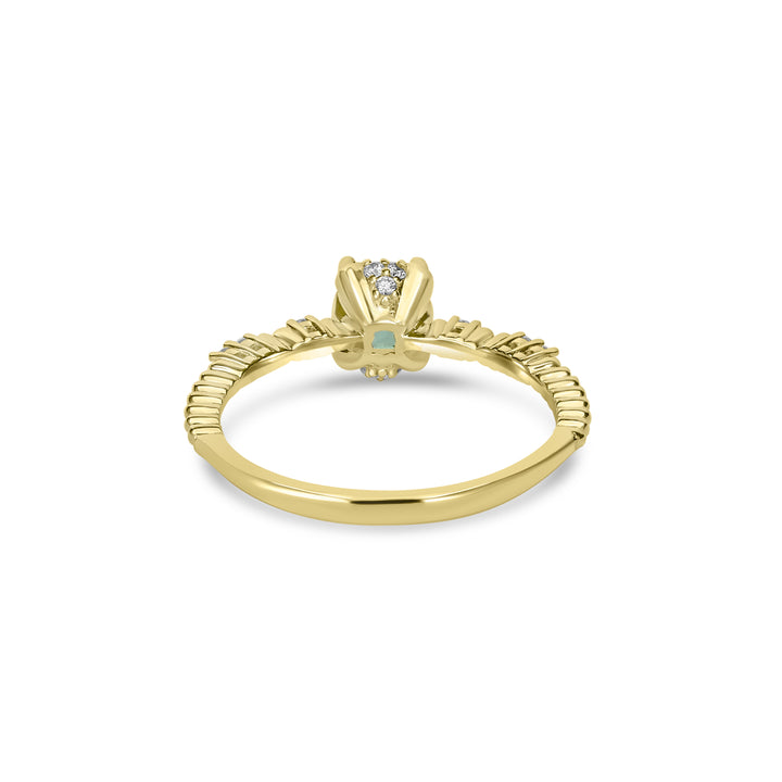 0.67 Cts Paraiba Tourmaline and White Diamond Ring in 14K Yellow Gold