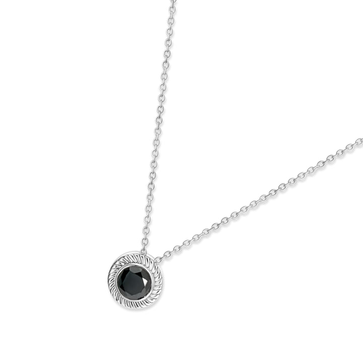 1.08 Cts Black Diamond Solitaire Pendant in 925 Sterling Silver