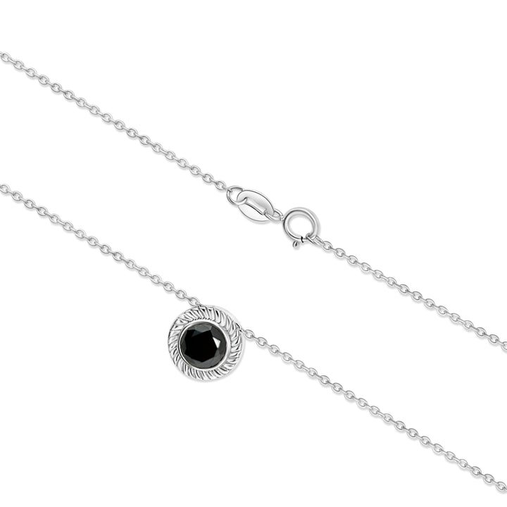 1.08 Cts Black Diamond Solitaire Pendant in 925 Sterling Silver