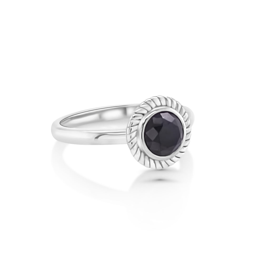 1.07 Cts Black Diamond Solitaire Ring in 925 Sterling Silver