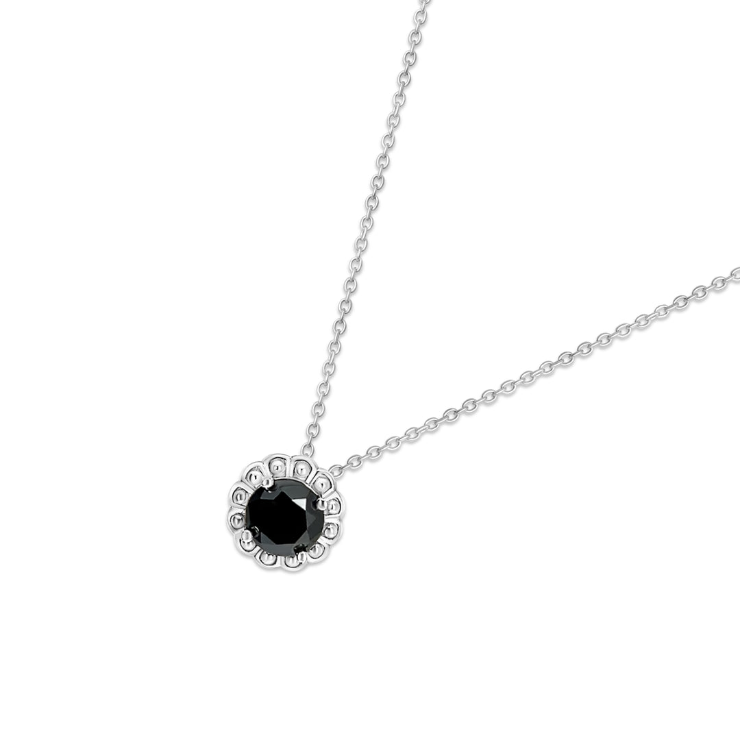 1.09 Cts Black Diamond Solitaire Pendant in 925 Sterling Silver