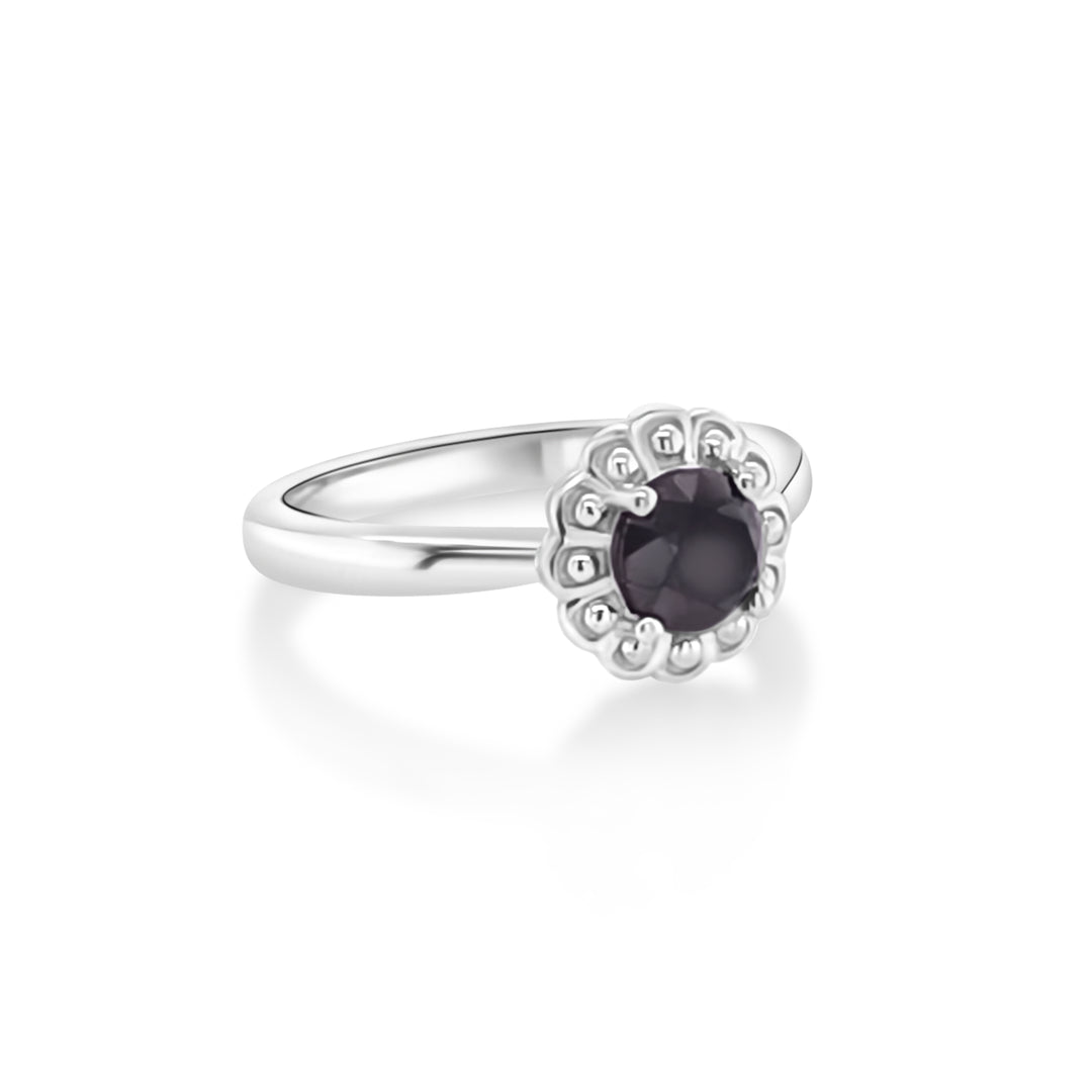 1.05 Cts Black Diamond Solitaire Ring in 925 Sterling Silver