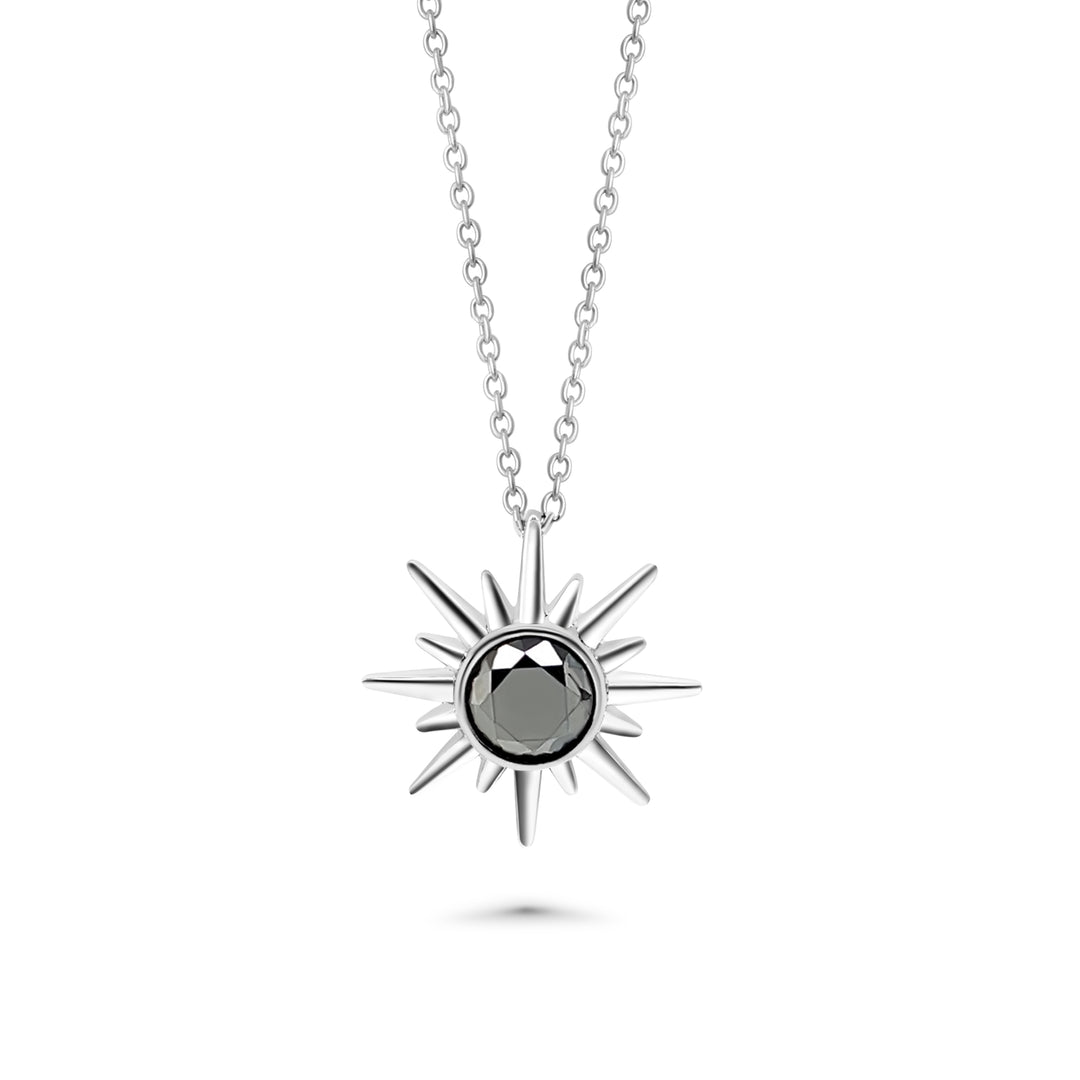 1.08 Cts Black Diamond Solitaire Pendant in 925 Sterling Silver